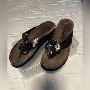 Mephisto Black Floral Sandals